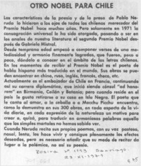 Otro Nobel para Chile.