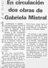 En circulación dos obras de Gabriela Mistral.