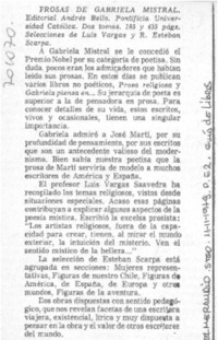 Prosas de Gabriela Mistral.