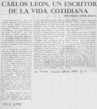 Carlos León, un escritor de la vida cotidiana