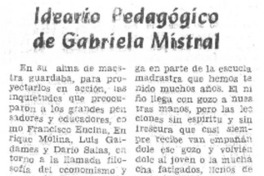 Ideario pedagógico de Gabriela Mistral.
