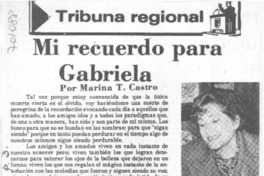 Mi recuerdo para Gabriela