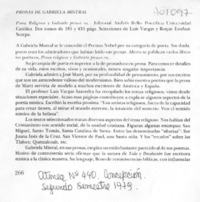 Prosas de Gabriela Mistral.