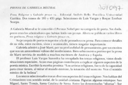 Prosas de Gabriela Mistral.