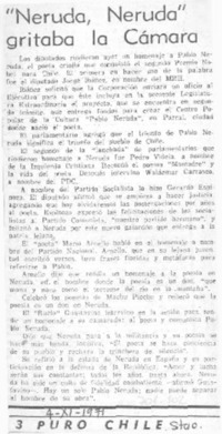 "Neruda, Neruda" gritaba la Cámara.
