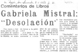 Gabriela Mistral: "desolación".