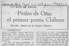 Pedro de Oña, el primer poeta chileno