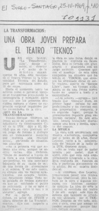 Una obra joven prepara el teatro "Teknos".