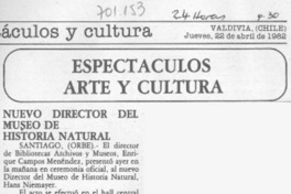 Nuevo director del Museo de Historia Natural.