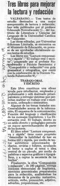 Tres libros para mejorar la lectura y redacción.