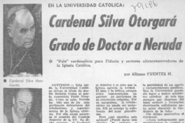 Cardenal Silva otorgará grado de doctor a Neruda