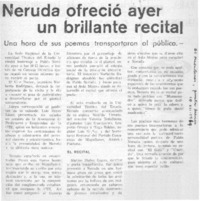 Neruda ofreció ayer un brillante recital.