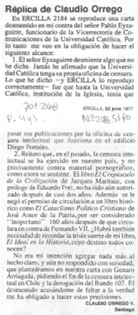 Réplica de Claudio Orrego.