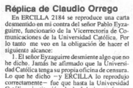 Réplica de Claudio Orrego.