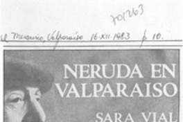 Hoy será presentación de "Neruda en Valparaíso".