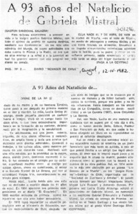 A 93 años del natalicio de Gabriela Mistral