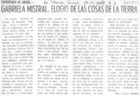 Gabriela Mistral, elogio de las cosas de la tierra