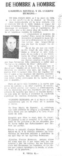 Gabriela Mistral y el cuerpo humano