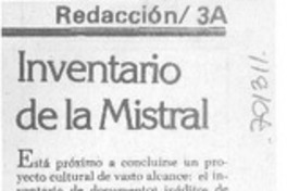Inventario de la Mistral.
