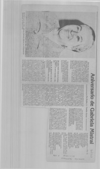 Aniversario de Gabriela Mistral