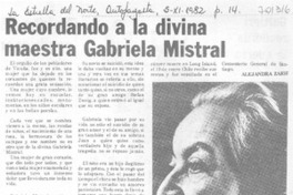 Recordando a la divina maestra Gabriela Mistral