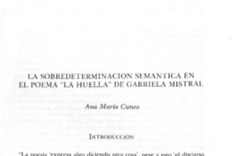 La sobredeterminación semántica en el poema "La huella" de Gabriela Mistral