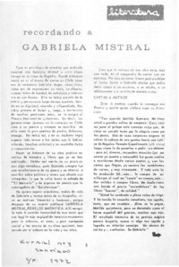 Recordando a Gabriela Mistral