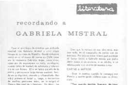 Recordando a Gabriela Mistral
