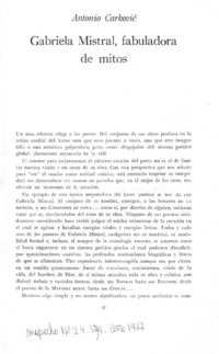 Gabriela Mistral, fabuladora de mitos.