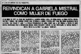Reivindican a Gabriela Mistral como mujer de fuego