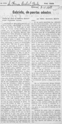 Gabriela, de puertas adentro