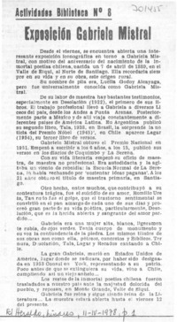 Exposición Gabriela Mistral.