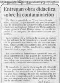 Entregan obra didáctica sobre la contaminación.