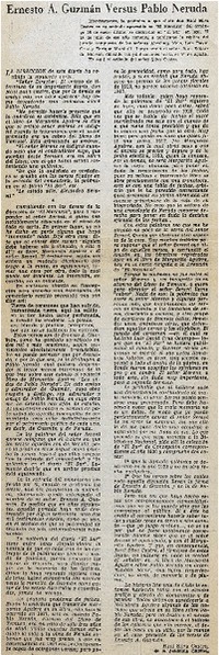Ernesto A. Guzmán versus Pablo Neruda