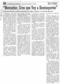 Monseñor, creo que voy a desmayarme".