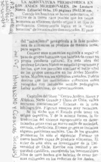 La Agricultura prehistórica en Los Andes meridionales.