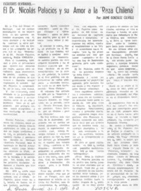 El Dr. Nicolás Palacios y su amor a la "Raza chilena"