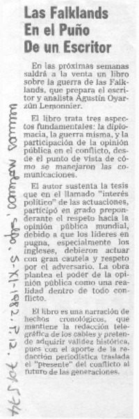 Las Falklands en el puño de un escritor.