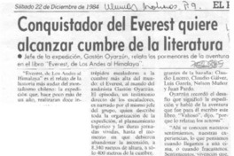 Conquistador del Everest quiere alcanzar cumbre de la literatura.