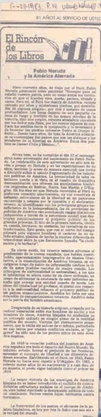 Pablo Neruda y la Amèrica aterrada