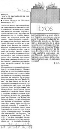 Visión de Santiago en la novela chilena