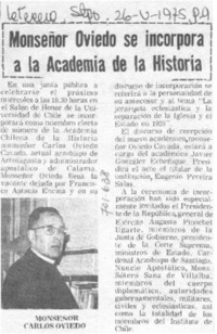 Monseñor Ovido se incorpora a la Academia de la Historia.
