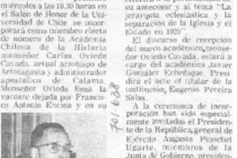 Monseñor Ovido se incorpora a la Academia de la Historia.