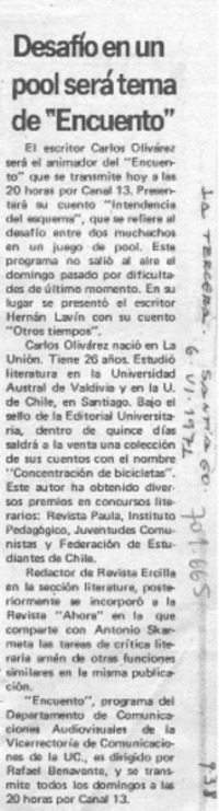 Desafío en un pool será tema de "Encuento".