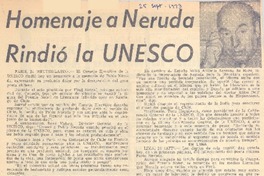 Homenaje a Neruda rindió la UNESCO.
