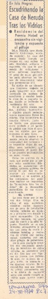 Escudriñando la casa de Neruda tras los vidrios