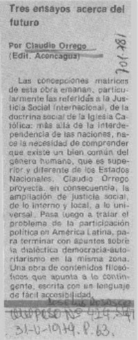 Tres ensayos acerca del futuro