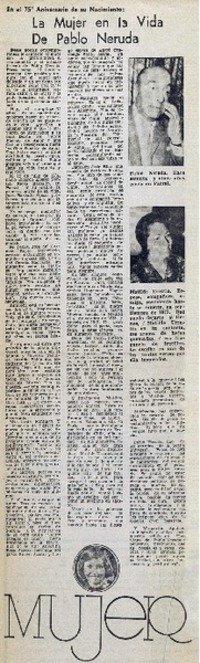 La mujer en la vida de Pablo Neruda.