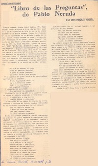 Libro de las preguntas" de Pablo Neruda