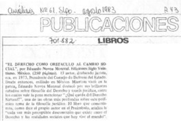 "El Derecho como obstaculo al cambio social".